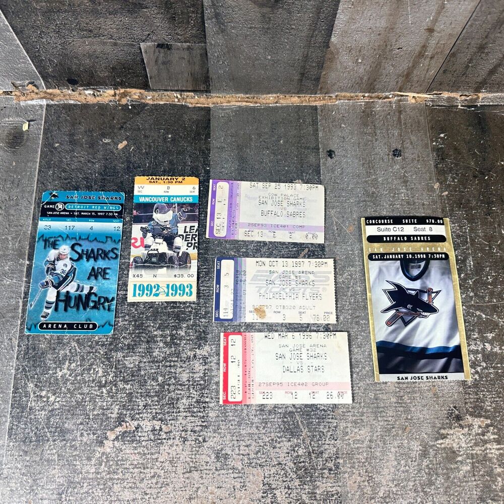 San Jose Sharks Ticket Stub 90sโ Lot Hockey 1992 1993 1997 1996
